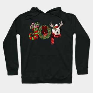 Christmas Joy Dwarf Stocking Reindeer White Boxer Hoodie